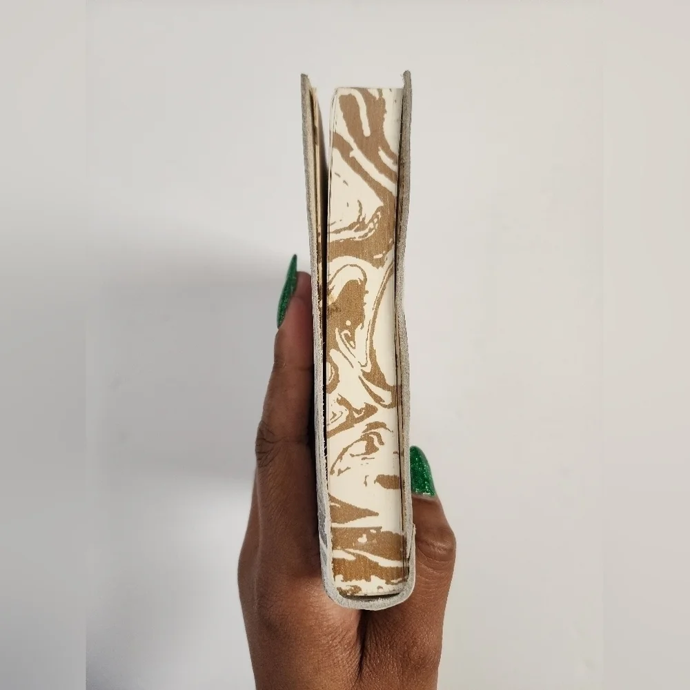 Anthropologie Unisex Leather Marble Grey & Gold Journal Sketch Book Wrap Closure